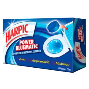 cleaning-liquid-all-050 ฮาร์ปิค ผลิตภัณฑ์ทําความสะอาดโถสุขภัณฑ์ พาวเวอร์ บลูเมติก 50 ก. 6 ชิ้น