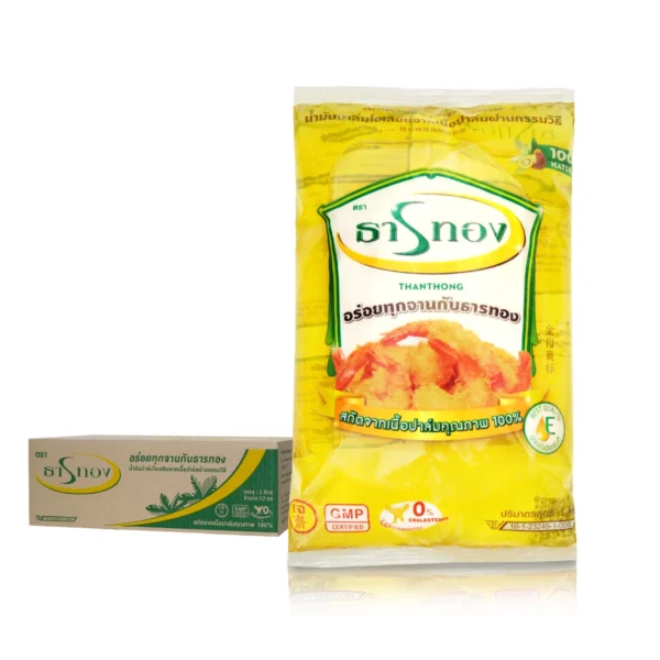 cooking-oil-017 ธารทอง น้ํามันปาล์ม ถุงเติม 1 ลิตร 12 ถุง น้ํามันพืชยกลัง (ไม่มีไขมันทรานส์/วิตามินอีสูง/อย./ฮาลาล)