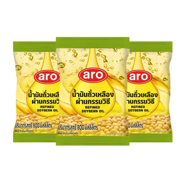 เอโร่ น้ํามันถั่วเหลือง 800 มิลลิ ลิตร แพ็ค 3 ถุง