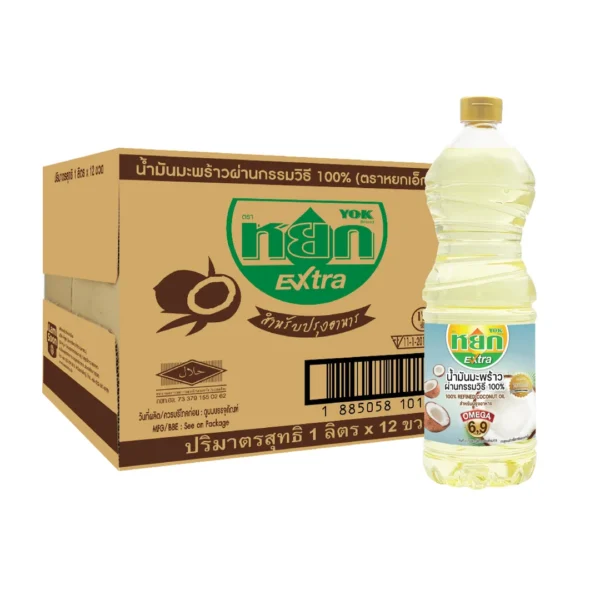 หยก เอ็กซ์ตร้า น้ำมันมะพร้าว 100% ชนิดขวด 1 ลิตร x 12 ขวด