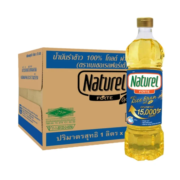 cooking-oil-111 เนเชอเรลฟอร์เต้ น้ํามันรําข้าว โกลด์ ชนิดขวด 1 ลิตร x 12 ขวด