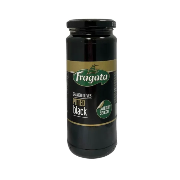 ฟรากาตา มะกอกดําไม่มีเมล็ดในน้ําเกลือ 330 กรัม Fragata Pitted Spanish Blak Olives 330 g.