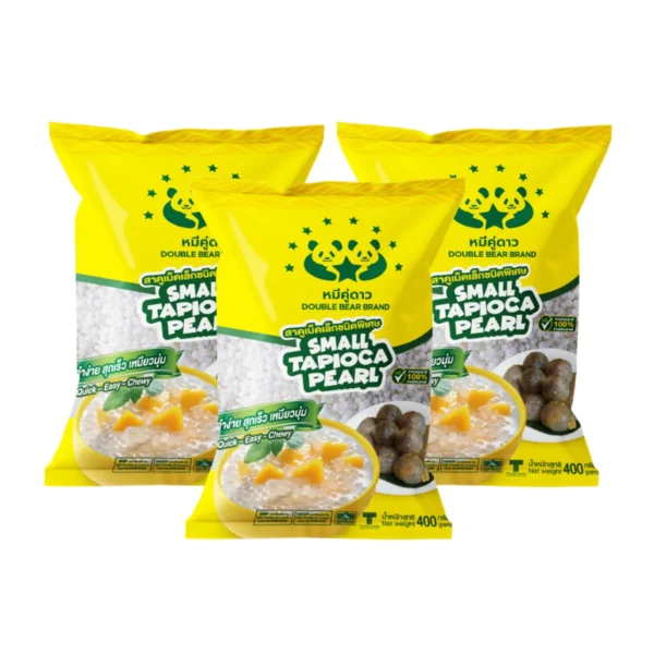 สาคูเม็ดเล็ก ขนาด 400 g ตราหมีคู่ดาว จํานวน 3 ถุง