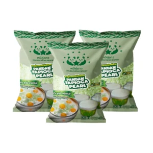 dessert-ingredients-080 สาคูใบเตย ขนาด 400 g ตราหมีคู่ดาว จํานวน 3 ถุง