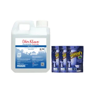 ODOR KLEAN N7D (ขนาด 1 ลิตร) น้ํายาสลายกลิ่นเหม็นสูตรเข้มข้น (เซ็ต N7D + Biocore จุลินทรีย์แก้ส้วมตัน (ขนาด 100 กรัม) ไบโอคอร์ 3 ซอง)