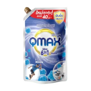 QMAX ผลิตภัณฑ์ซักผ้า ชนิดน้ํา แบบซอง 900 มล. ฟ้า Fusion