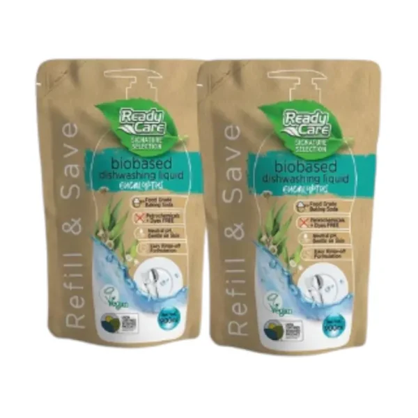 RCSS Readycare น้ํายาล้างจาน ขนาด 900มล.x 2 ถุง กลิ่นยูคาลิปตัส ช่วยขจัดคราบฝังแน่น ไม่มีสารเคมีอันตราย (แพ็คคู่นกแก้ว)