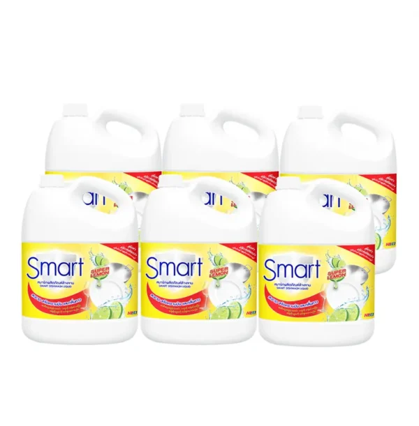 [แพ็ค6] Smart สมาร์ท น้ํายาล้างจาน ซุปเปอร์เลมอน คราบหลุดง่าย ไม่เปลืองแรงขัด 3,000มล. X6