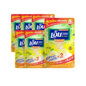 น้ํายาล้างจานเอ็มวอช (M-WASH) สูตรใหม่ เอ็กซ์ตร้า คลีน (กลิ่นส้มยูสุ มะนาว) ขนาด 440 CC. ( 6 ถุง )