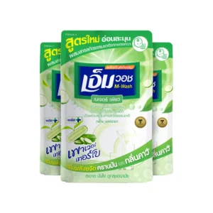น้ํายาล้างจานเอ็มวอช (M-WASH) สูตรใหม่ เนเจอร์ เพียว (กลิ่นแตงกวา) ขนาด 440 CC. ( 3 ถุง )