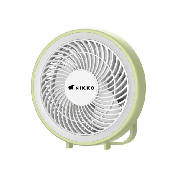 fan-0098 NIKKO นิกโก้ พัดลมชาร์จไฟพร้อมโคมไฟ แบบพกพา 6 นิ้ว (NK-MF-L2766) เขียวNK-MFL2766G