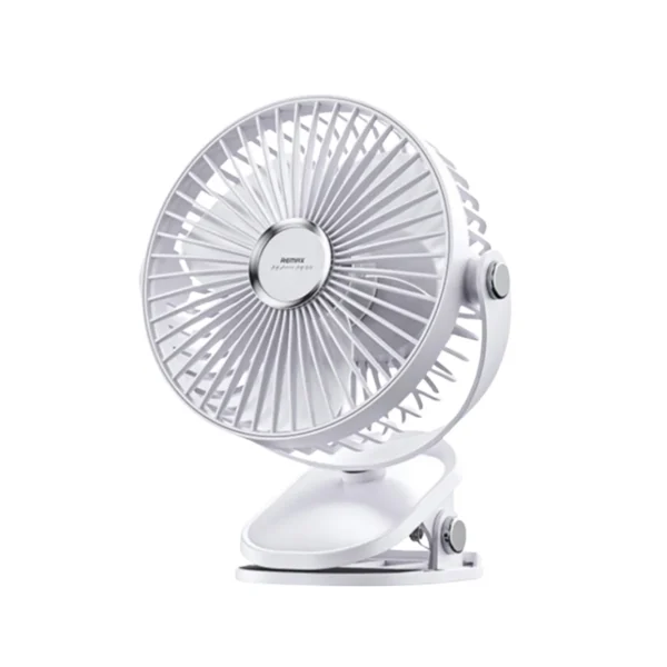 fan-0101 Remax Fan Clamp รุ่น F41 - พัดลม ตั้งโต๊ะ แบตในตัว ปรับความแรงได้ 4 ระดับ ขนาดเล็ก พกพาได้ สี White/ขาว