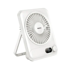 Remax Fan RS-ZF03 - พัดลมตั้งโต๊ะขนาดเล็ก ลมแรงปรับได้ 100 ระดับ ขาตั้งพับได้ 180 องศา พกพาสะดวก สี White/ขาว