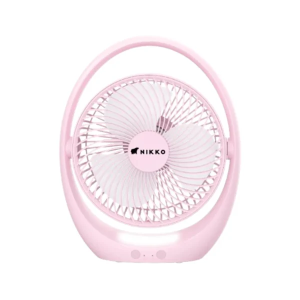 fan-0127 NIKKO นิกโก้ พัดลมชาร์จไฟพร้อมโคมไฟ แบบพกพา 7 นิ้ว (NK-MF-L2857) ชมพูNK-MFL2857P-MF