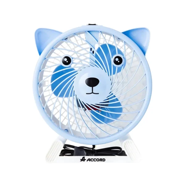 fan-0169 Accord Prevail พัดลมตั้งโต๊ะขนาด 7 รุ่น AC-07 หมี-สีฟ้า