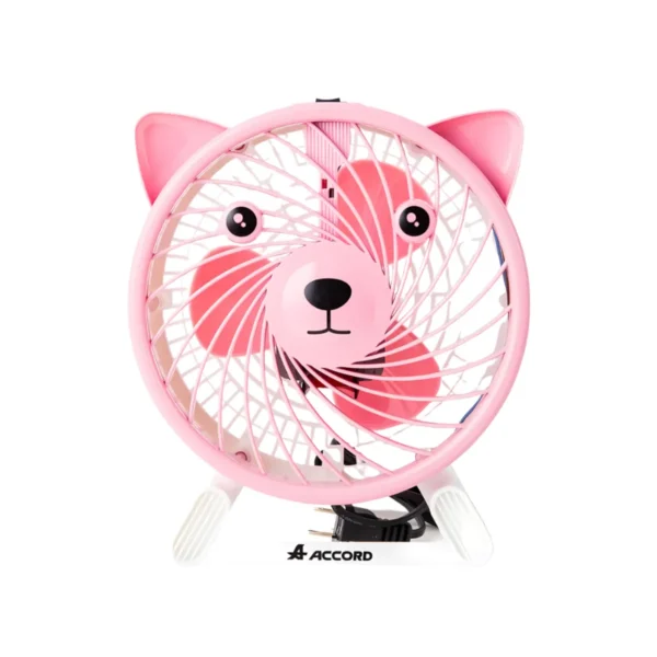 fan-0180 Accord Prevail พัดลมตั้งโต๊ะขนาด 7 รุ่น AC-07 หมี-สีชมพู