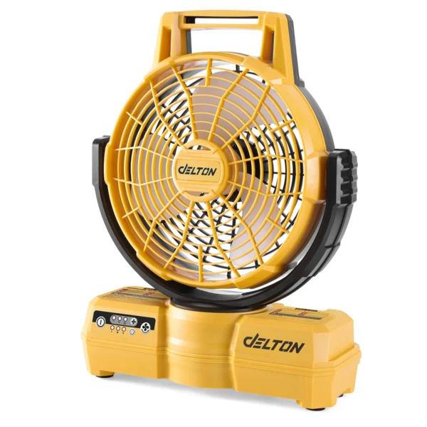 fan-0198 DELTON พัดลมไร้สาย 12 นิ้ว 2 ระบบ AC/DC สวิงได้ซ้าย-ขวา รุ่น MKT-15FS ใช้งานร่วมกับแบตเตอรี่ UltraFlex และ TURBO FORCE มาพร้อมแบต UF 20V 4Ah 2ก้อน