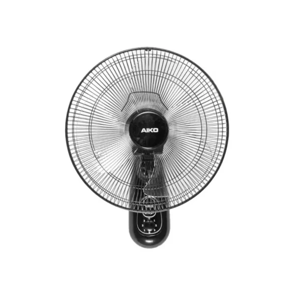 fan-0263 AIKO SM-1635 สีดํา พัดลมติดผนัง 16 นิ้ว ใบพัดใส เชือก 2 เส้น มีเทอร์โมฟิล มอเตอร์ทองแดงแท้