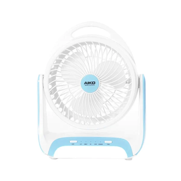 fan-0272 AIKO KN-2816U พัดลมชาร์จไฟ ใบพัด 6 นิ้ว ชาร์จด้วย USB พัดลมพกพา พัดลมใช้แบตเตอรี่ สีฟ้า