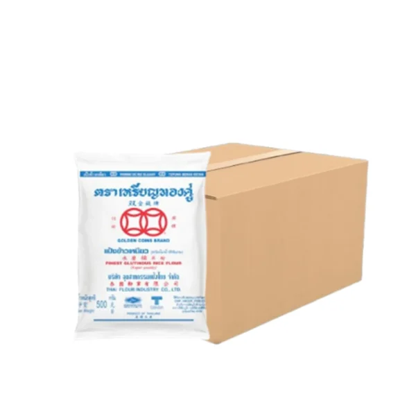 เหรียญทองคู่ แป้งข้าวเหนียว ขนาด 500 กรัม x 20 ถุง (ยกลัง)