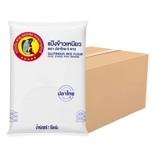 ปลาไทย5ดาว แป้งข้าวเหนียว 1000 กรัม  (จุ10ถุง)