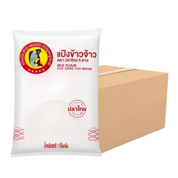 flour-0051 ปลาไทย5ดาว แป้งข้าวจ้าว 1000 กรัม (จุ10ถุง)