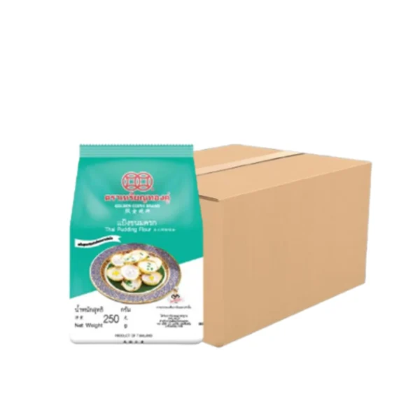 flour-0069 เหรียญทองคู่ แป้งขนมครก ขนาด 250 กรัม x 12 ถุง (ยกลัง)