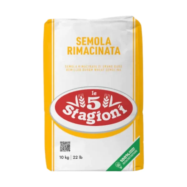 flour-0116 Le 5 StagioniSemola di Grano Rimacinata 10kgs /bag / ซีโมล่า ริมาซินาต้า ฟลาวร์ (แป้งข้าวสาลีสีขาว) ขนาด 10 กิโลกรัม / ถ