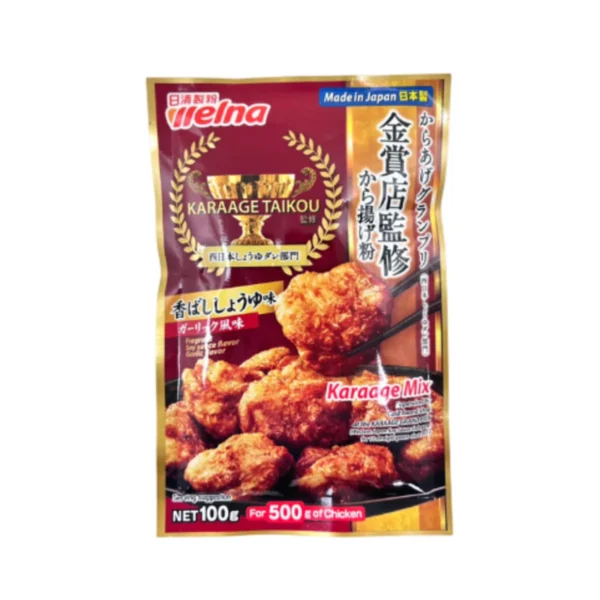 นิสชิน แป้งชุปทอดไก่คาราอาเกะ รสโชยุผสมกระเทียม 100 กรัม Nisshin Karaage Ko Koubashi Shoyu Garlic Aji 100g.