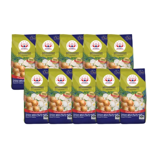 flour-0145 แป้งขนมครก ขนาด 851 g x 10 ถุง (ยกกระสอบ) ตราหมีคู่ดาว