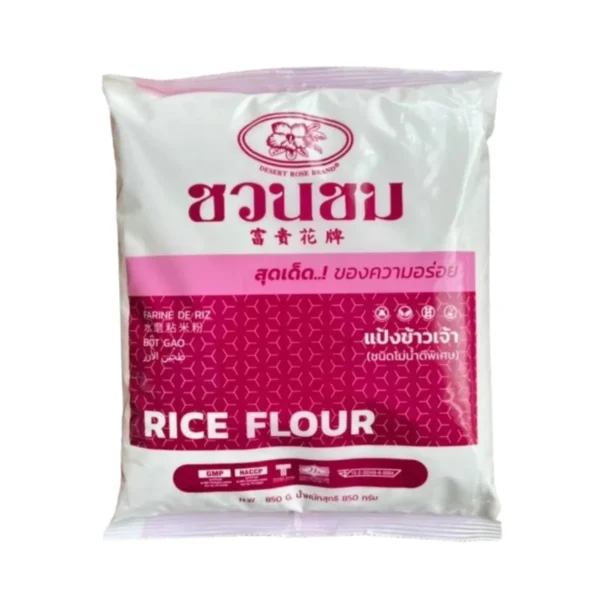 flour-0157 แป้งข้าวเจ้า ตราชวนชม 850 g. Desert Rose Brand rice flou