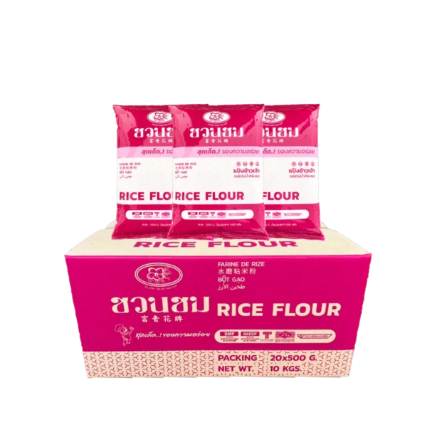 flour-0159 แป้งข้าวเจ้า ตราชวนชม ยกกล่อง Desert Rose Rice flour 500 g. x 20 bags