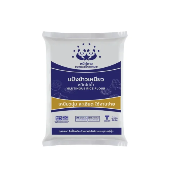 flour-0187 แป้งข้าวเหนียวโม่น้ํา ขนาด 500 g ตราหมีคู่ดาว จํานวน 1 ถุง