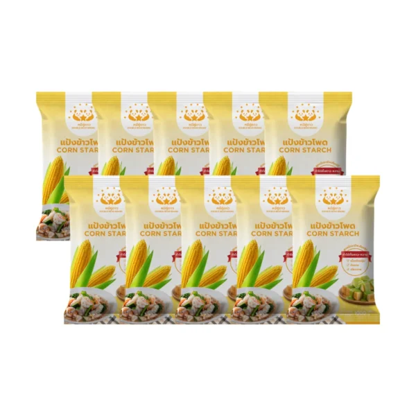 flour-0189 แป้งข้าวโพด ขนาด 1 kg x 10 ถุง (ยกกระสอบ) ตราหมีคู่ดาว