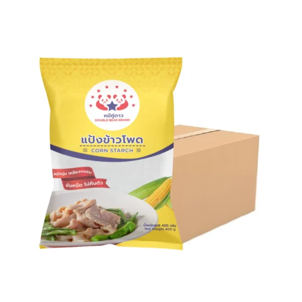 flour-0193 แป้งข้าวโพด ขนาด 400 g x 25 ถุง (ยกกระสอบ) ตราหมีคู่ดาว