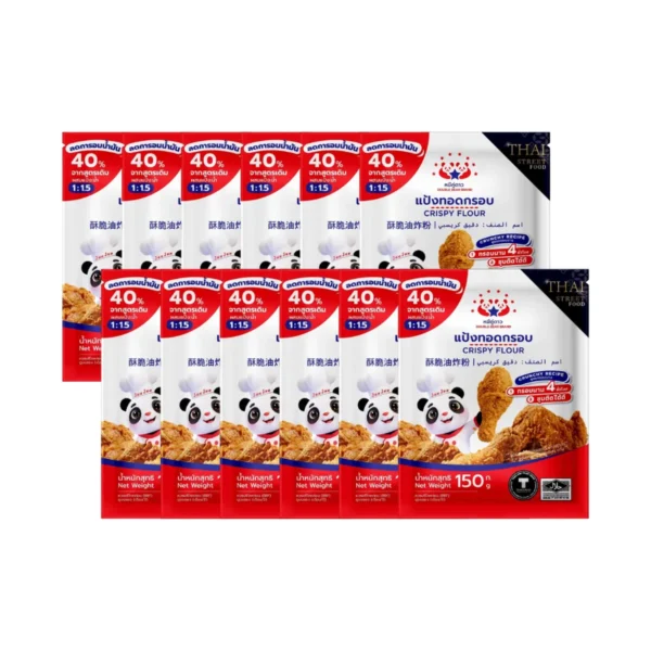 flour-0208 แป้งทอดกรอบ สูตรกรอบนาน ขนาด 150 g ตราหมีคู่ดาว จํานวน 12 ถุง
