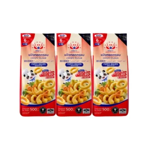 แป้งทอดกรอบ สูตรกรอบฟู ขนาด 500 g ตราหมีคู่ดาว จํานวน 3 ถุง