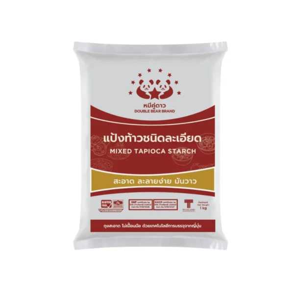 แป้งท้าวชนิดละเอียด ขนาด 1 kg ตราหมีคู่ดาว จํานวน 1 ถุง