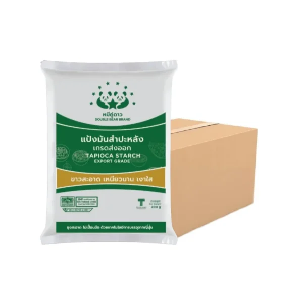 แป้งมันสําปะหลัง ขนาด 200 g x 50 ถุง (ยกลัง) ตราหมีคู่ดาว