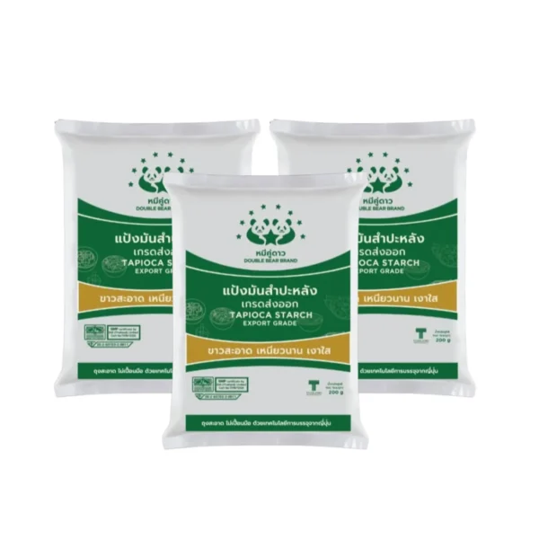 flour-0236 แป้งมันสําปะหลัง ขนาด 200 g ตราหมีคู่ดาว จํานวน 3 ถุง