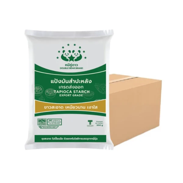 แป้งมันสําปะหลัง ขนาด 500 g x 20 ถุง (ยกกระสอบ) ตราหมีคู่ดาว