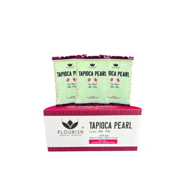 flour-0248 แป้งสาคูเม็ดเล็ก ตราฟลาวริช (ยกกล่อง) FLOURISH Tapioca Pearl สีเขียว400g x 24bags