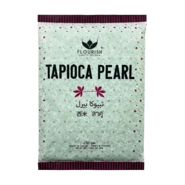 แป้งสาคูเม็ดเล็ก ตราฟลาวริช 400 กรัม FLOURISH Tapioca Pearl สีเขียว