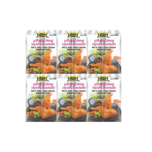 flour-0274 โลโบ แป้งชุบไก่ทอดปรุงสําเร็จรสเผ็ด ขนาด 150 กรัม (แพ็ค 6 ซอง)