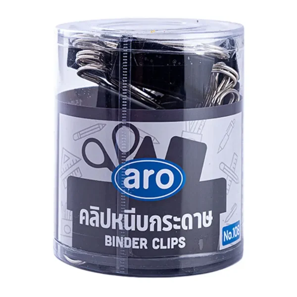เอโร่ คลิปหนีบกระดาษ 2 ขา รุ่น 108 สีดํา 12 ชิ้น