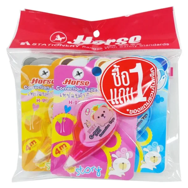 ตราม้า เทปลบคําผิด คละลาย 5+5 ชิ้น