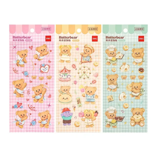 สติ๊กเกอร์นูนลายหมีเนย 3 สี 12 ชิ้น