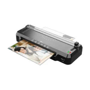 Deli เครื่องเคลือบ เครื่องเคลือบบัตร A4 4in1 แถมฟรี ที่ตัดกระดาษ ที่เจาะรู สีดํา รุ่น ET107 1ชิ้น