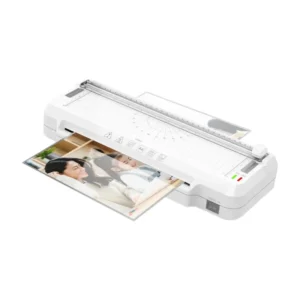 Deli เครื่องเคลือบ เครื่องเคลือบบัตร A4 4in1 แถมฟรี ที่ตัดกระดาษ ที่เจาะรู สีขาว รุ่น ET107 1ชิ้น