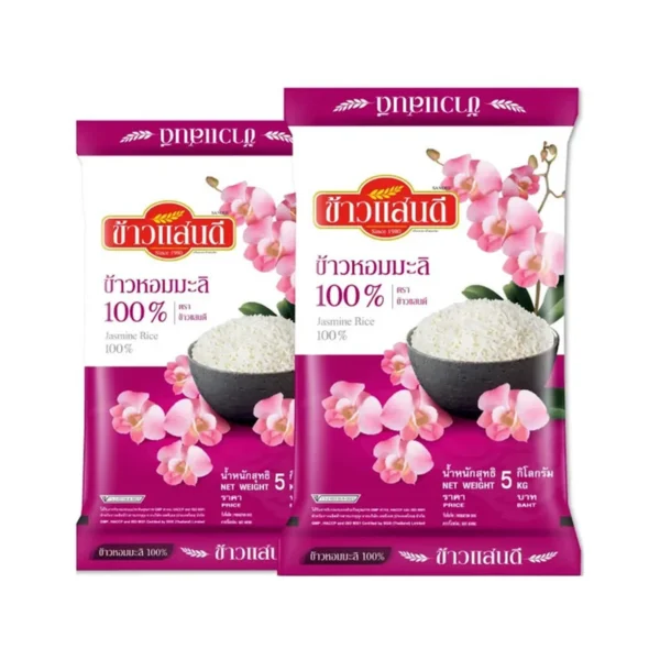 grains-rice-cereal-0125 ข้าวแสนดี ข้าวหอมมะลิ 100% ถุงชมพู 5 กก. x 2